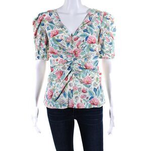 La Vie Rebecca Taylor Womens Painted Garden Top White Size 0 13557819